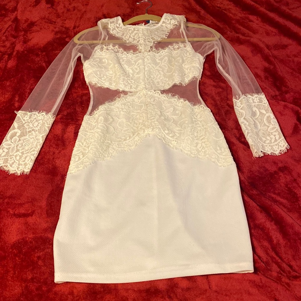White pearl midi dress